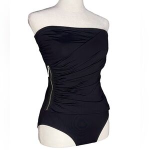 Micheal Kors Women's Black Zippered
Bandeau One Piece Swimsuit